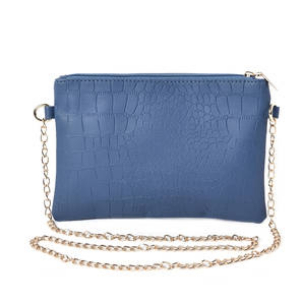 Blue crocodile pattern hand bag